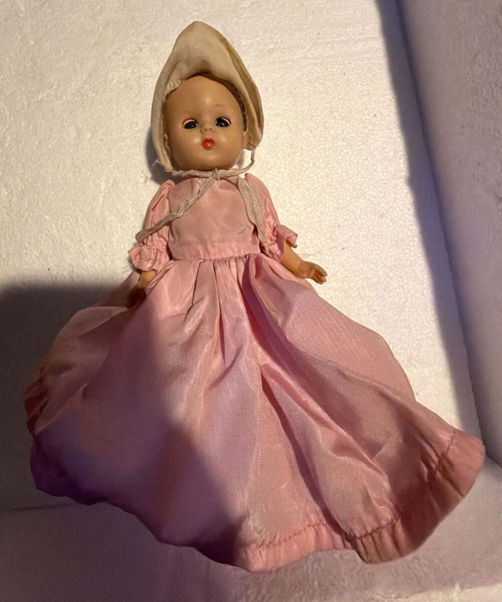 Vogue Dolls Inc Vintage Ginny Doll by in Pink Dress and Bonnet